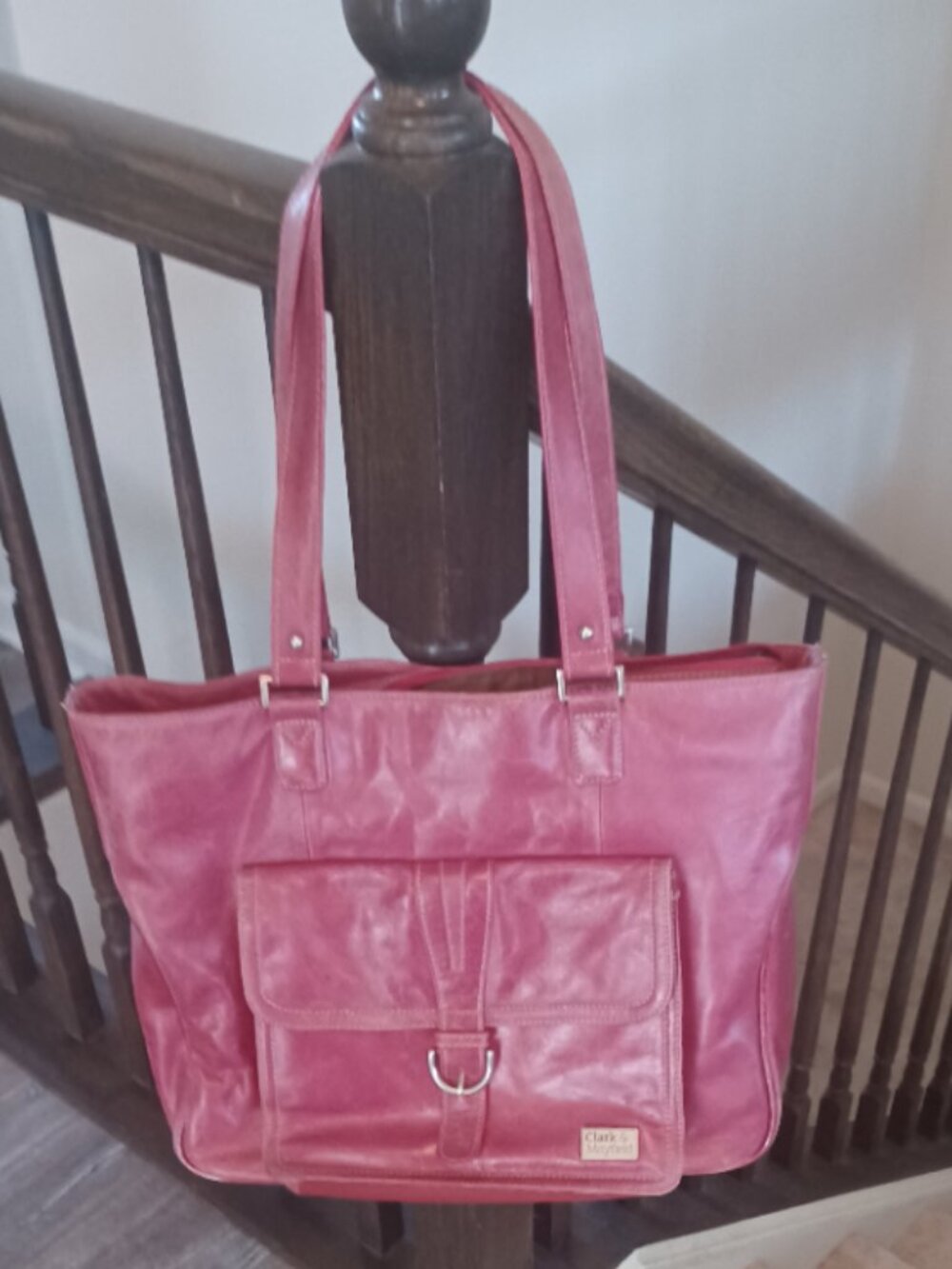 Clark & Mayfield Large Tote/Briefcase Distressed Pinkish/Red Bag/Laptop Holder